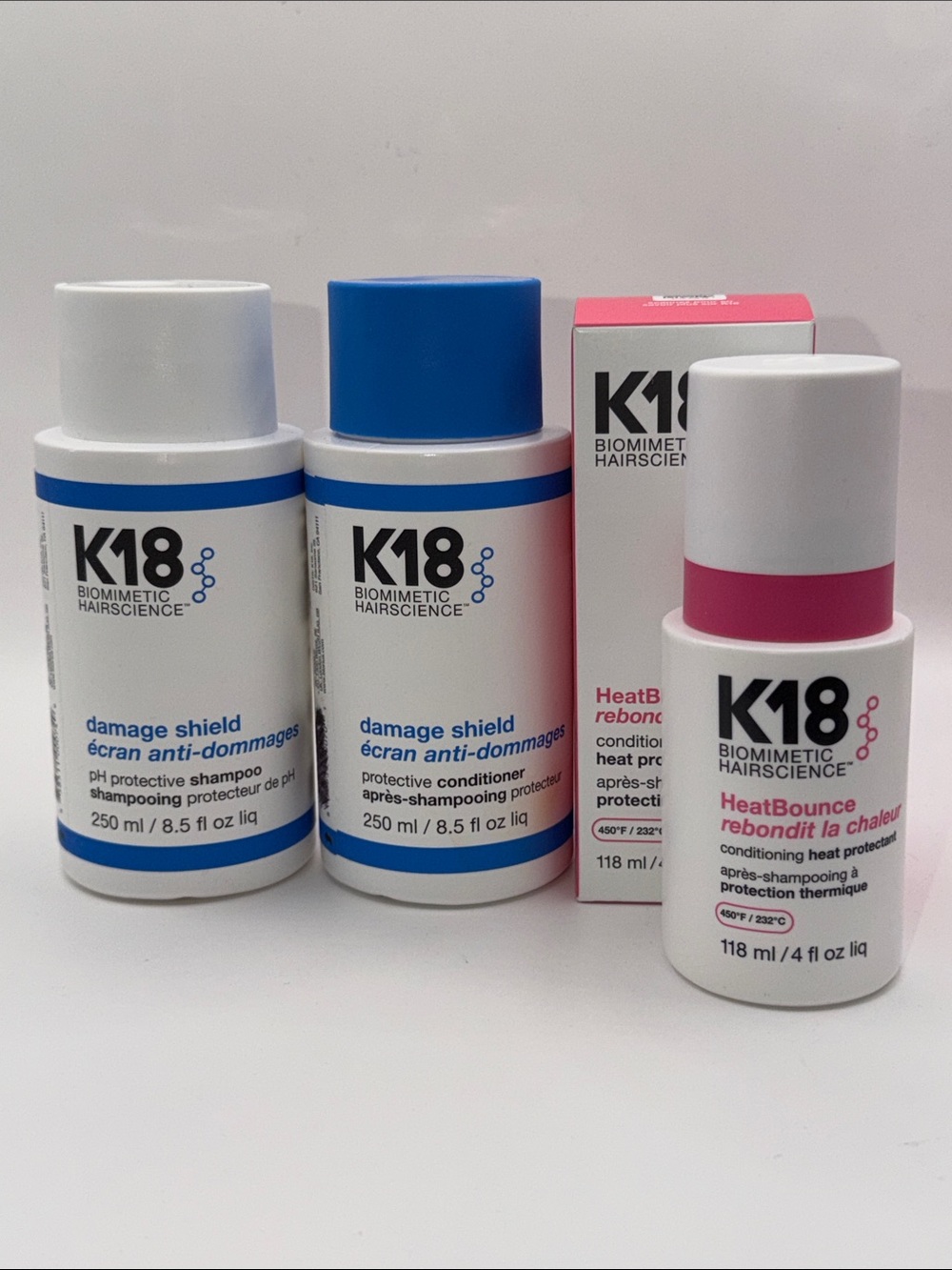 K18 Biomimetic Hairscience BUNDLE Shampoo,Conditioner+Heat Protectant F/S NEW!!